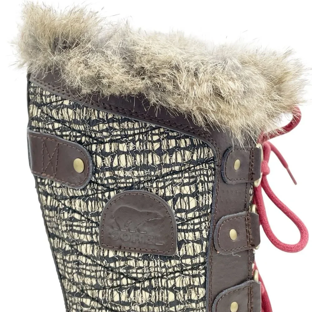 Sorel Tofino II Waterproof Winter Boots Faux Fur Cordovan Saddle Women’s Size 8